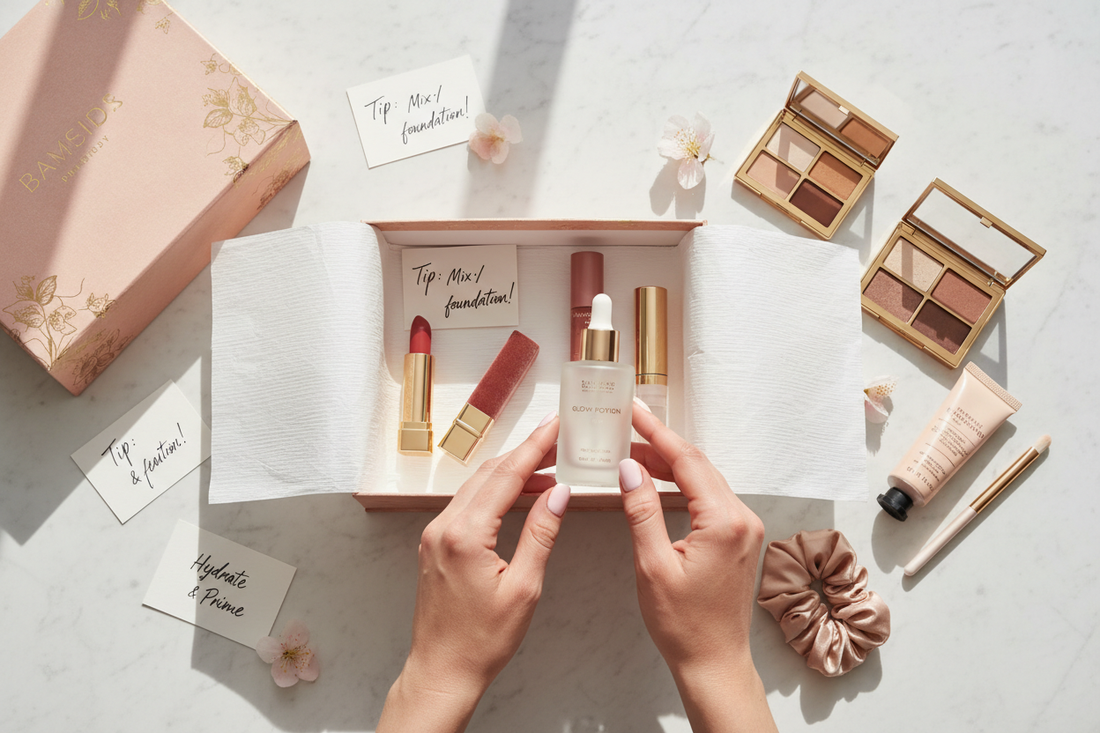 Beauty subscription box filled with curated skincare and makeup products