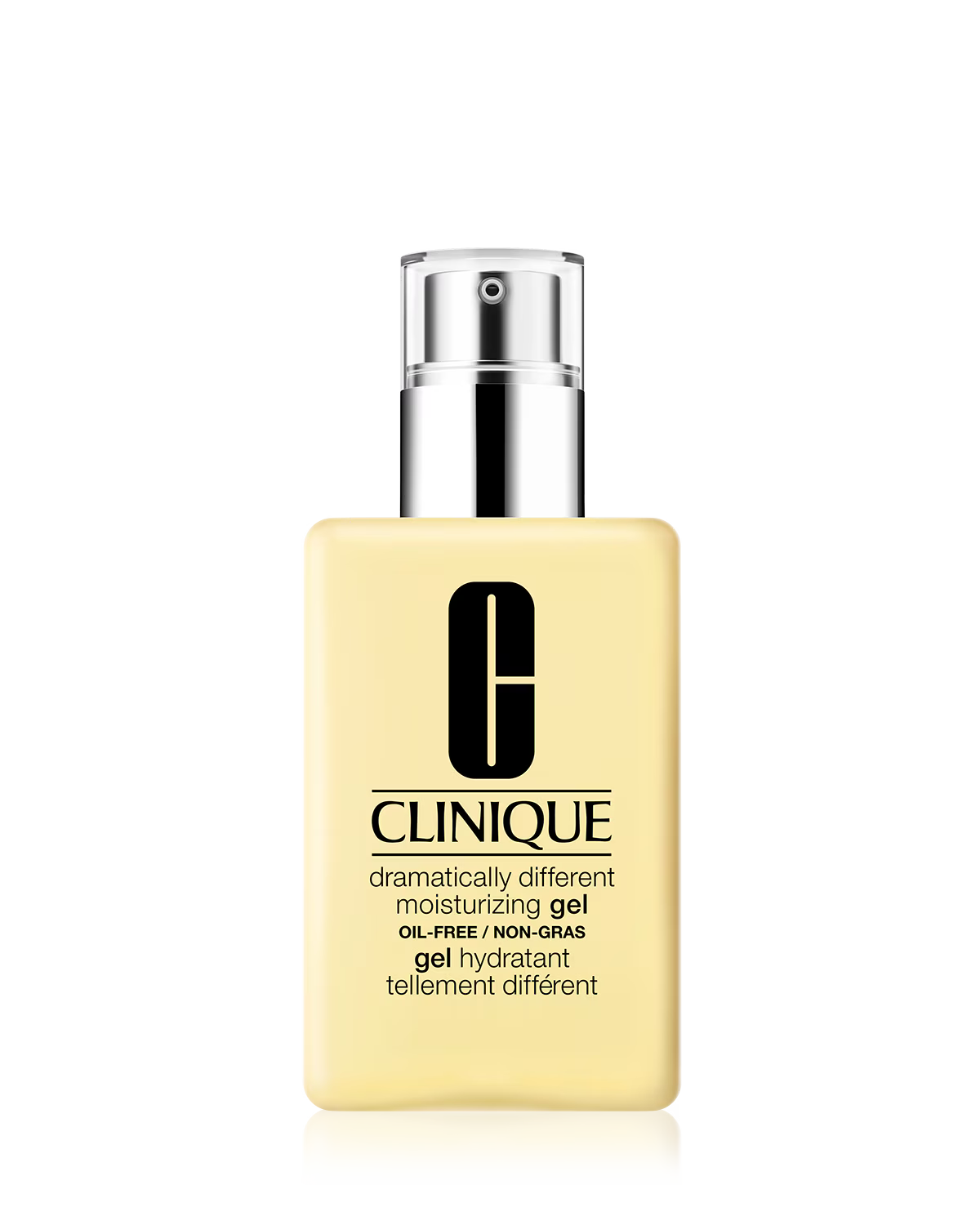 Clinique moisturizing gel bottle on a white background