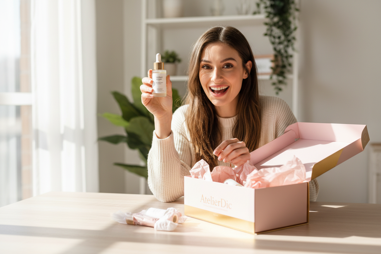 Woman holding beauty product